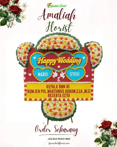 Karangan Papan Bunga Pernikahan di Sukadadi